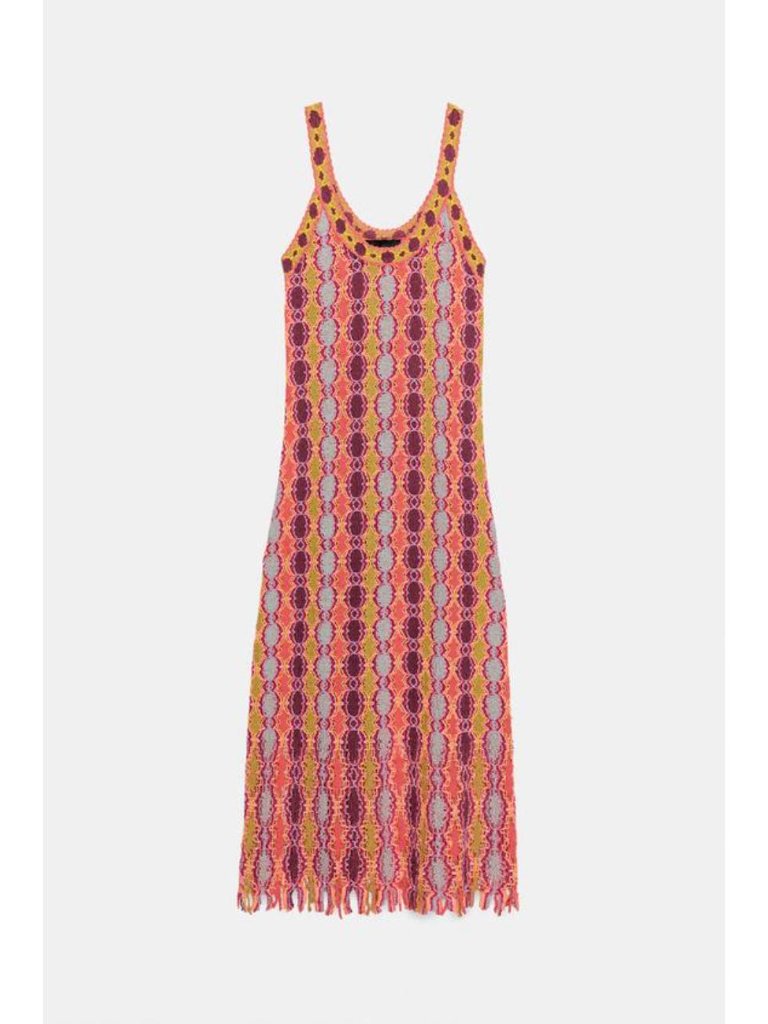 Zara Long Fringed Knit Dress